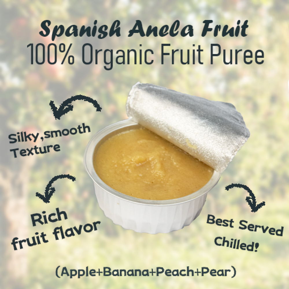 【西班牙直送 】Anela Fruit 100%有機果蓉(蘋果+香蕉+桃+梨)一盒兩杯入 【Imported from Spain】Anela 100% organic Fruit Puree (Apple+Banana+Peach+Pear) 2-pc Cup Set
