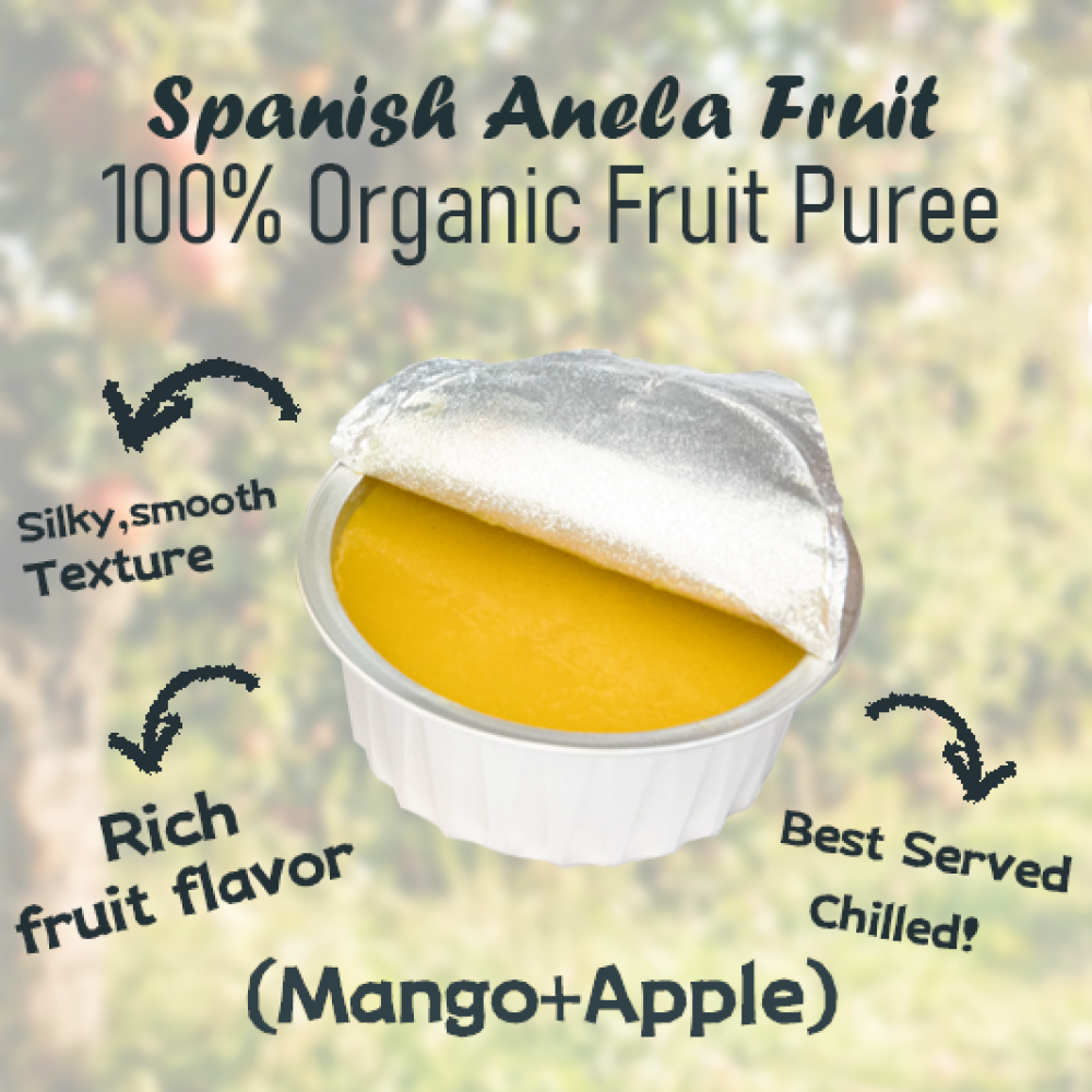 【西班牙直送】Anela Fruit 100%有機果蓉(蘋果+芒果)一盒兩杯入 【Imported from Spain】Anela 100% organic Fruit Puree (Apple + Mango) 2-pc Cup Set