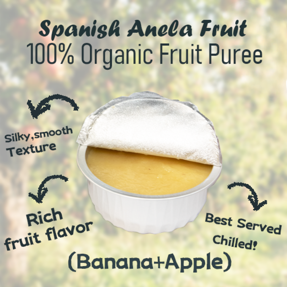 【西班牙直送 】Anela Fruit 100%有機果蓉(蘋果+香蕉)一盒兩杯入 【Imported from Spain】Anela 100% organic Fruit Puree (Apple+Banana) 2-pc Cup Set