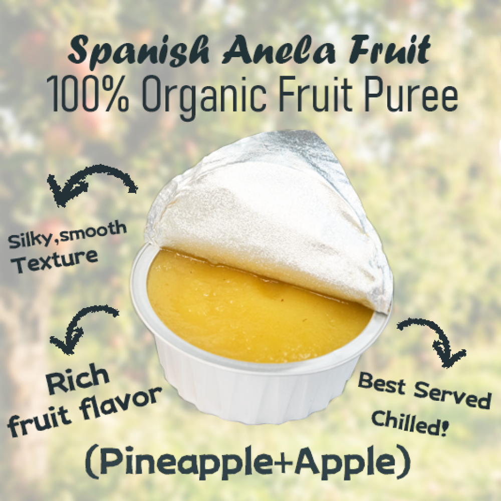 【西班牙直送】Anela Fruit 100%有機果蓉(蘋果+菠蘿)一盒兩杯入 【Imported from Spain】Anela 100% organic Fruit Puree (Apple+Pineapple) 2-pc Cup Set