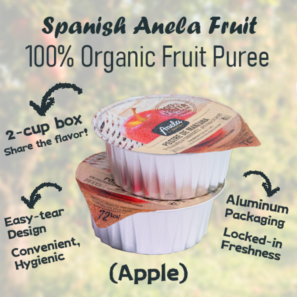 【西班牙直送】Anela Fruit 100%有機果蓉(蘋果)一盒兩杯入 【Imported from Spain】Anela 100% organic Fruit Puree (Apple) 2-pc Cup Set