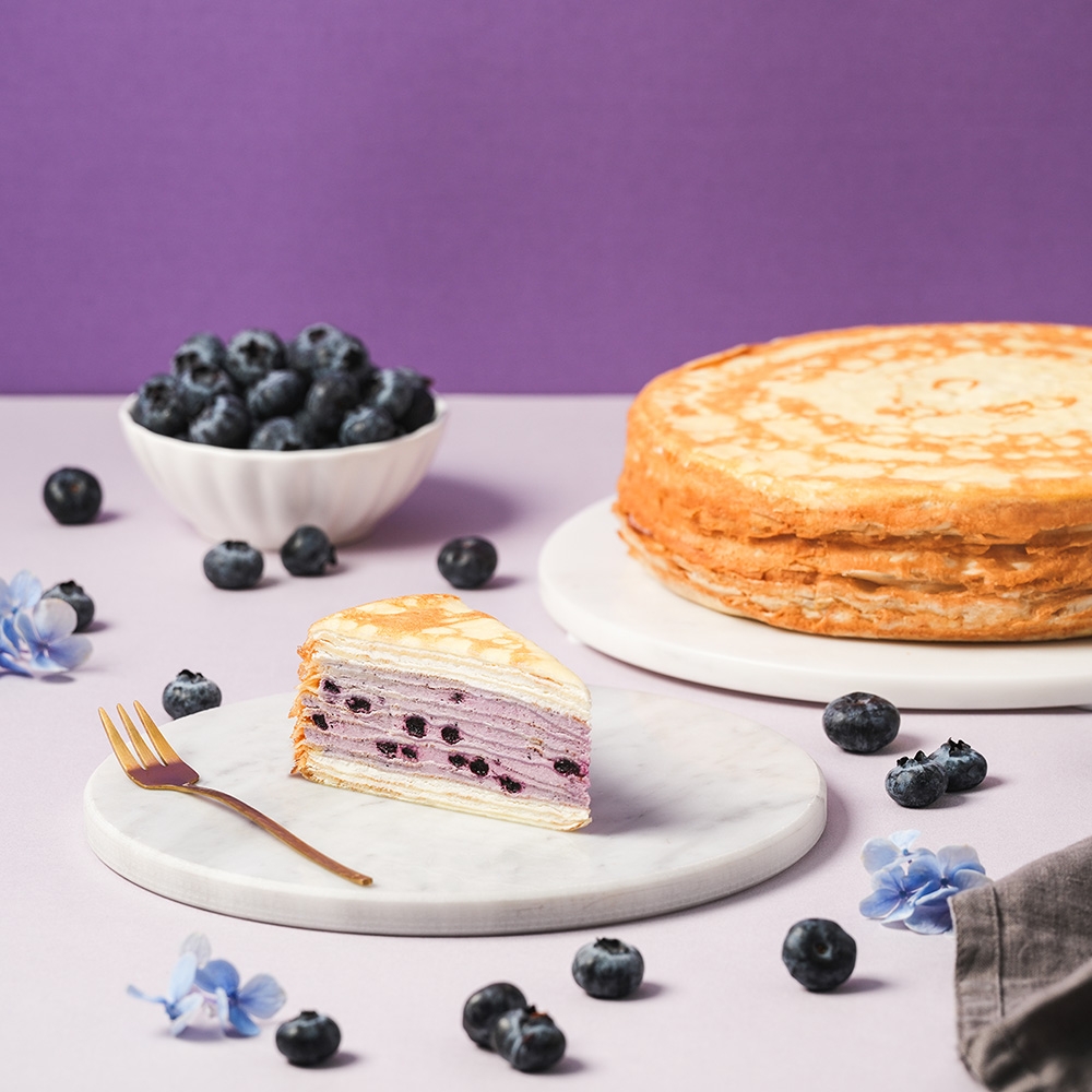 藍莓乳酪千層蛋糕 8吋 1.5磅 Blueberry Cheese Mille Crepe Cake 8 inch, 1.5 lb/box