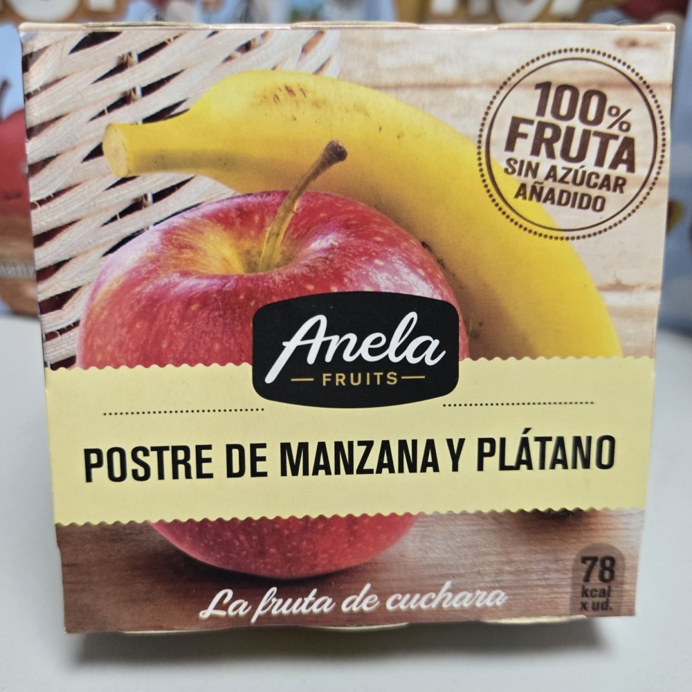 【西班牙直送 】Anela Fruit 100%有機果蓉(蘋果+香蕉)一盒兩杯入 【Imported from Spain】Anela 100% organic Fruit Puree (Apple+Banana) 2-pc Cup Set