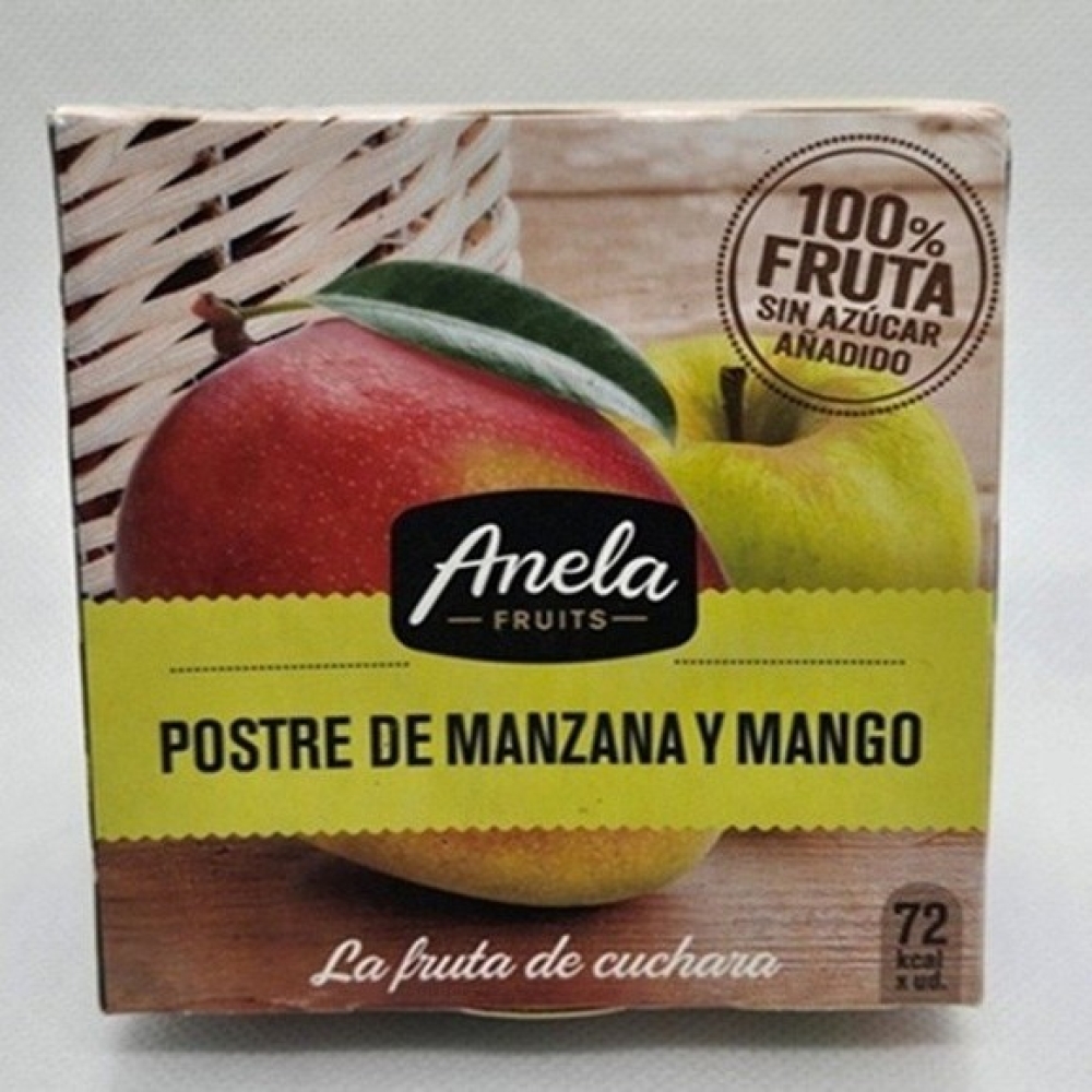 【西班牙直送】Anela Fruit 100%有機果蓉(蘋果+芒果)一盒兩杯入 【Imported from Spain】Anela 100% organic Fruit Puree (Apple + Mango) 2-pc Cup Set